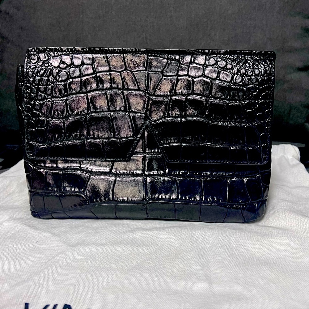 Black VINCE Crocodile Clutch Genuine Leather